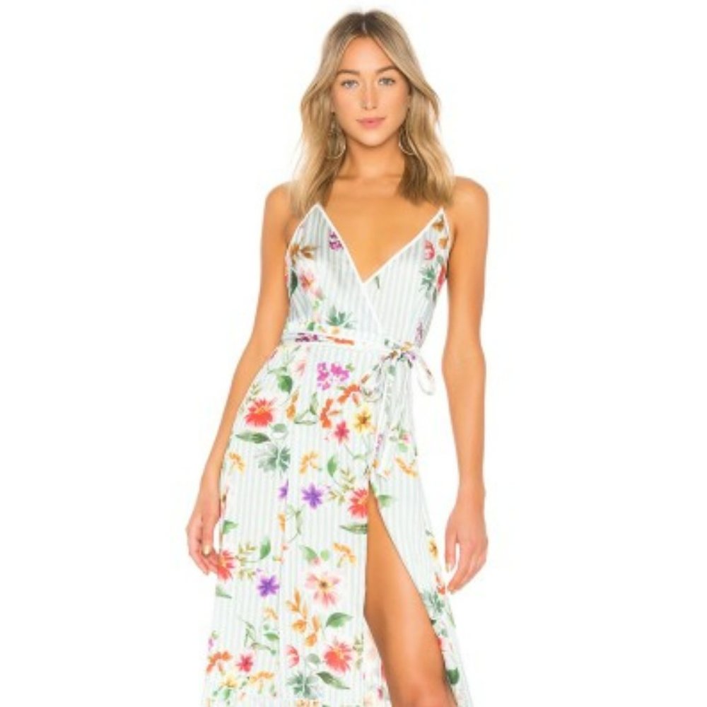Tularosa Aubrey Dress Floral Stripes Long wrap
